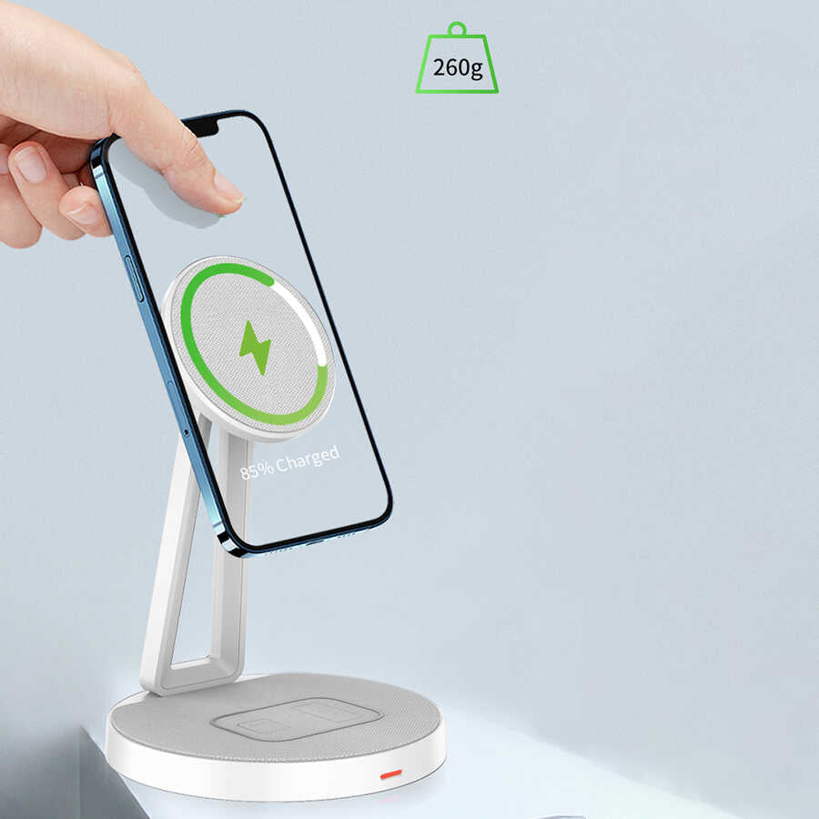Wiwu M13 2 in 1 Wireless Charging Station with Stand Gray