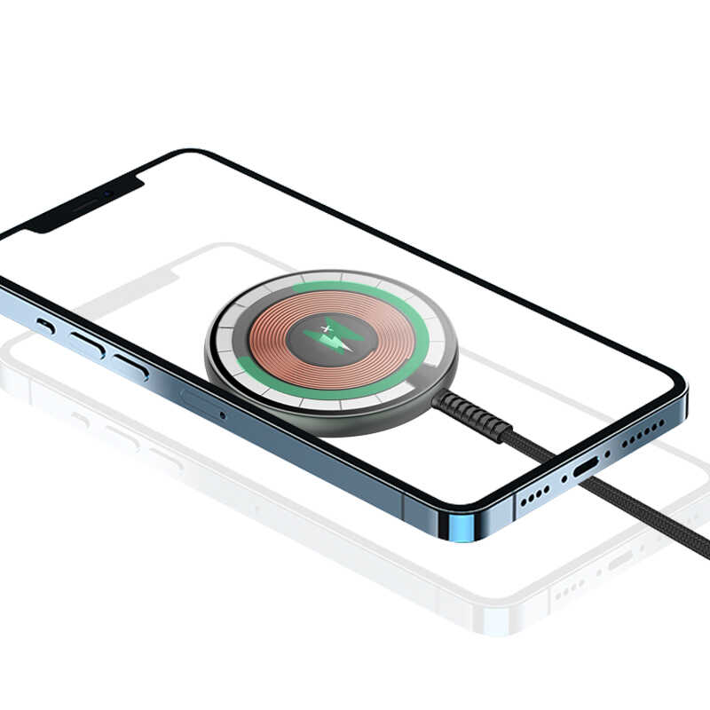 Wiwu M14 Intelligent Wireless Magnetic Charging Ultra Thin Transparent 15W Android iOS Support Black