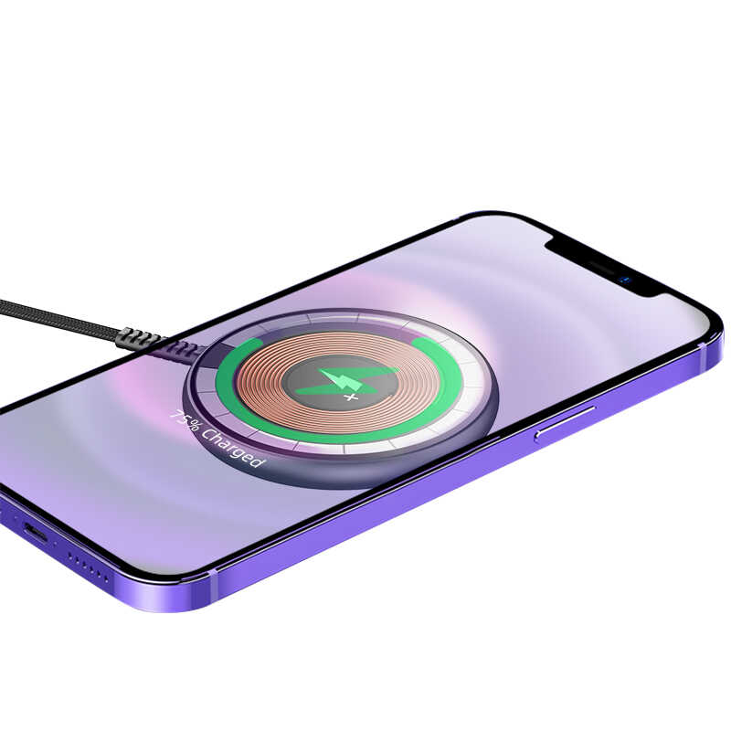 Wiwu M14 Intelligent Wireless Magnetic Charging Ultra Thin Transparent 15W Android iOS Support Black