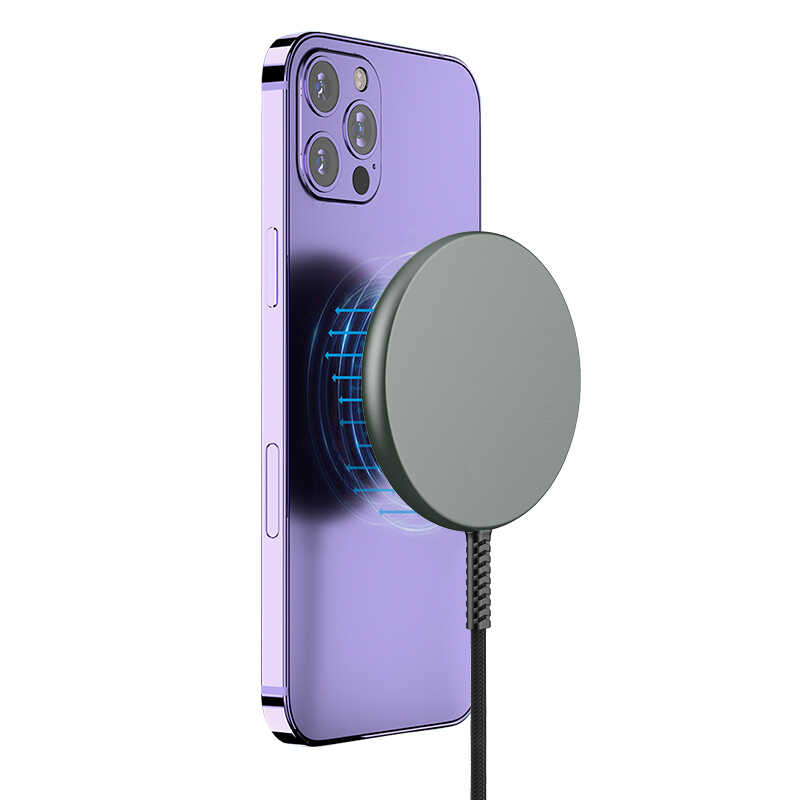 Wiwu M14 Intelligent Wireless Magnetic Charging Ultra Thin Transparent 15W Android iOS Support Black