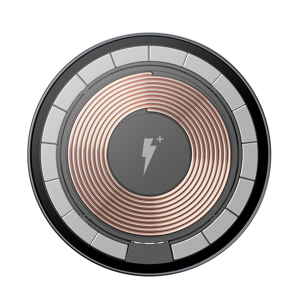 Wiwu M17 Magnetic Intelligent Transparent Wireless Charger Ultra Thin Transparent 15W Android iOS Support Black