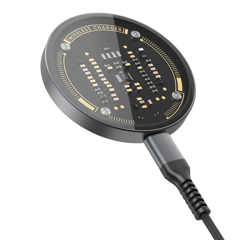 Wiwu M17 Magnetic Intelligent Transparent Wireless Charger Ultra Thin Transparent 15W Android iOS Support Black
