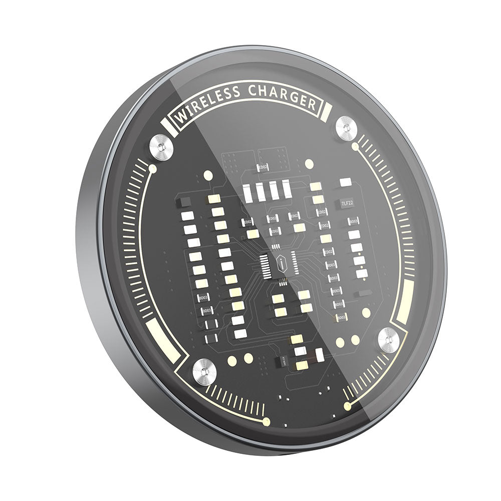 Wiwu M17 Magnetic Intelligent Transparent Wireless Charger Ultra Thin Transparent 15W Android iOS Support Black