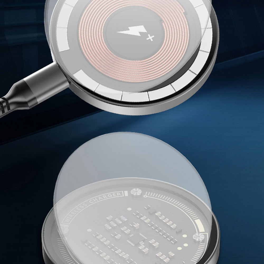Wiwu M17 Magnetic Intelligent Transparent Wireless Charger Ultra Thin Transparent 15W Android iOS Support Black