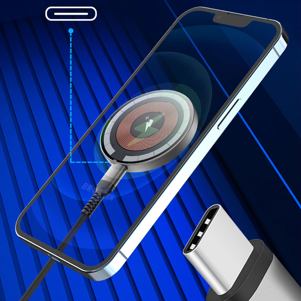 Wiwu M17 Magnetic Intelligent Transparent Wireless Charger Ultra Thin Transparent 15W Android iOS Support Black
