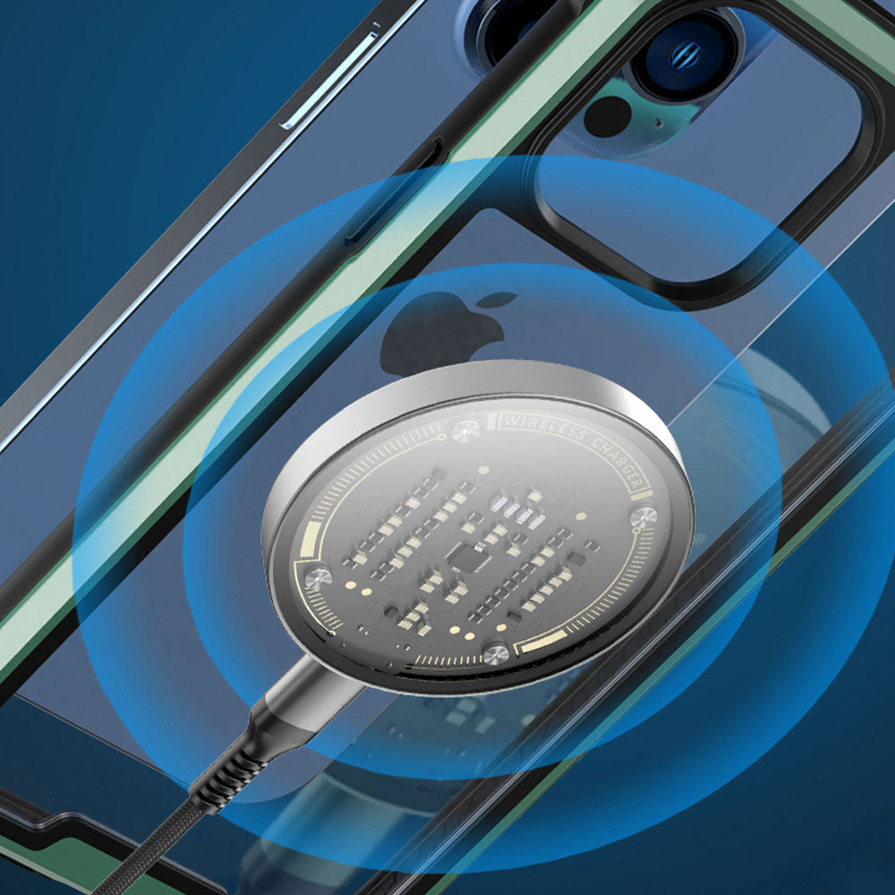 Wiwu M17 Magnetic Intelligent Transparent Wireless Charger Ultra Thin Transparent 15W Android iOS Support Black