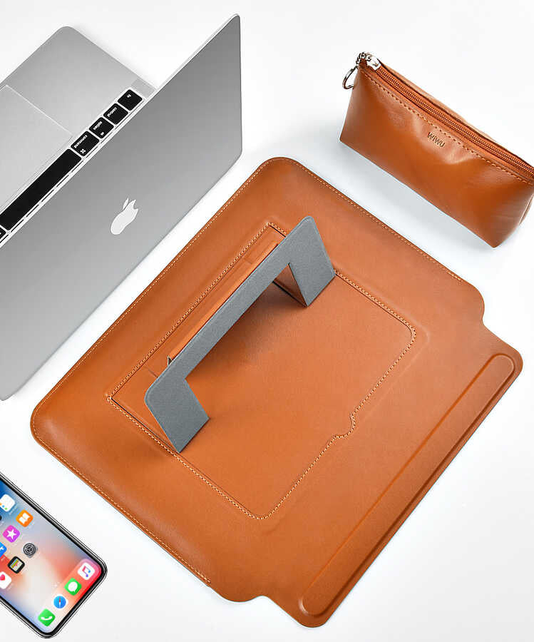 Apple Macbook 16.2' 2021 Wiwu Macbook Skin Pro Portable Stand Case Black