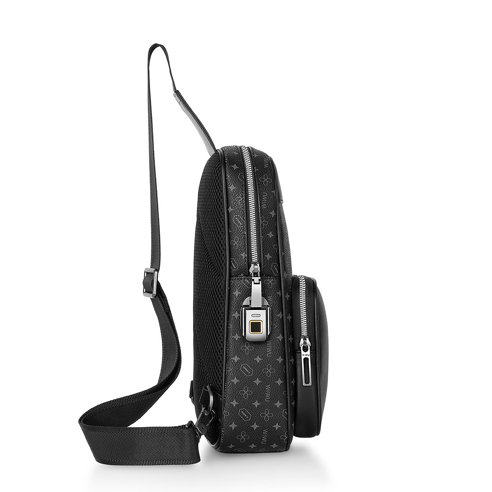 Wiwu Master Fingerprint Lock Series Waterproof Crossbody Bag with Fingerprint Lock Black