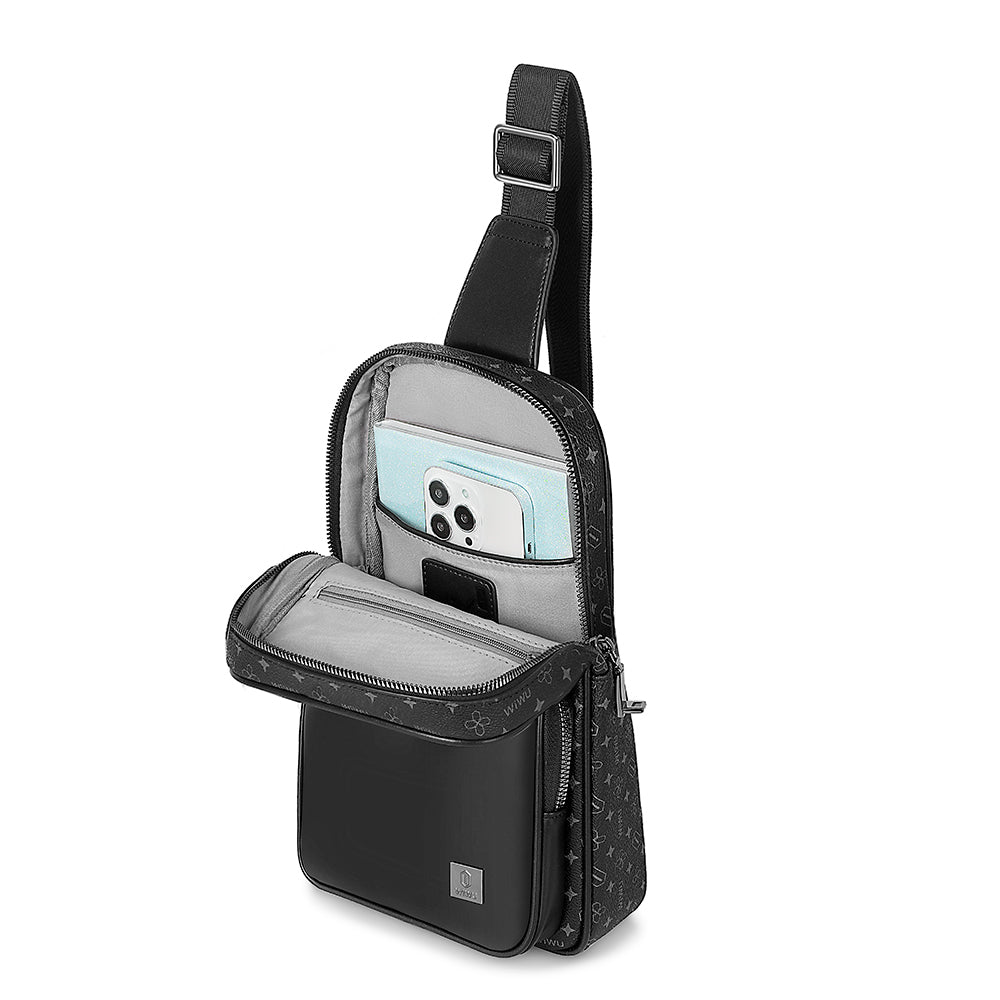 Wiwu Master Fingerprint Lock Series Waterproof Crossbody Bag with Fingerprint Lock Black