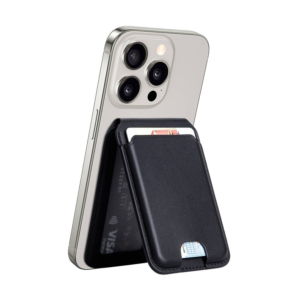 Wiwu MW-003 Mag Wallet Standlı Magnetik Kartlık Siyah Karbon