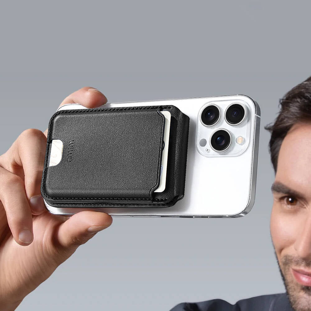 Wiwu MW-003 Mag Wallet Standlı Magnetik Kartlık Siyah Karbon