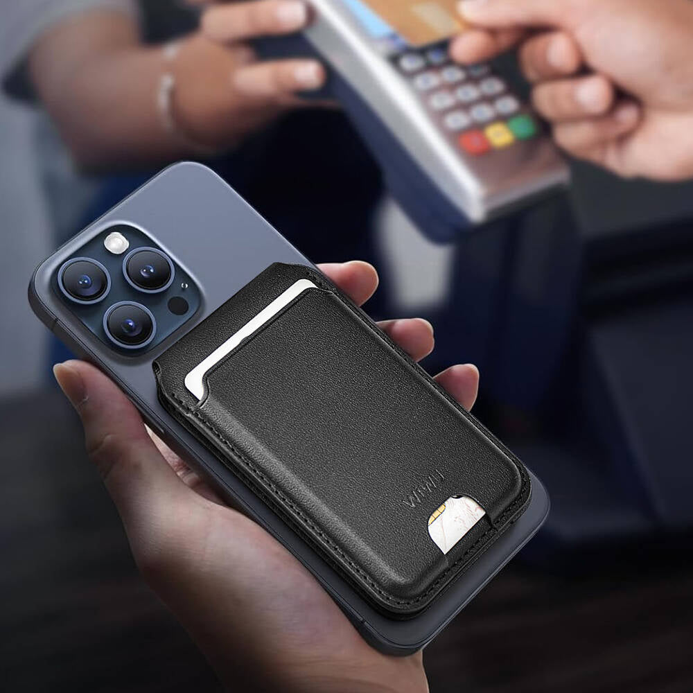 Wiwu MW-003 Mag Wallet Standlı Magnetik Kartlık Siyah Karbon