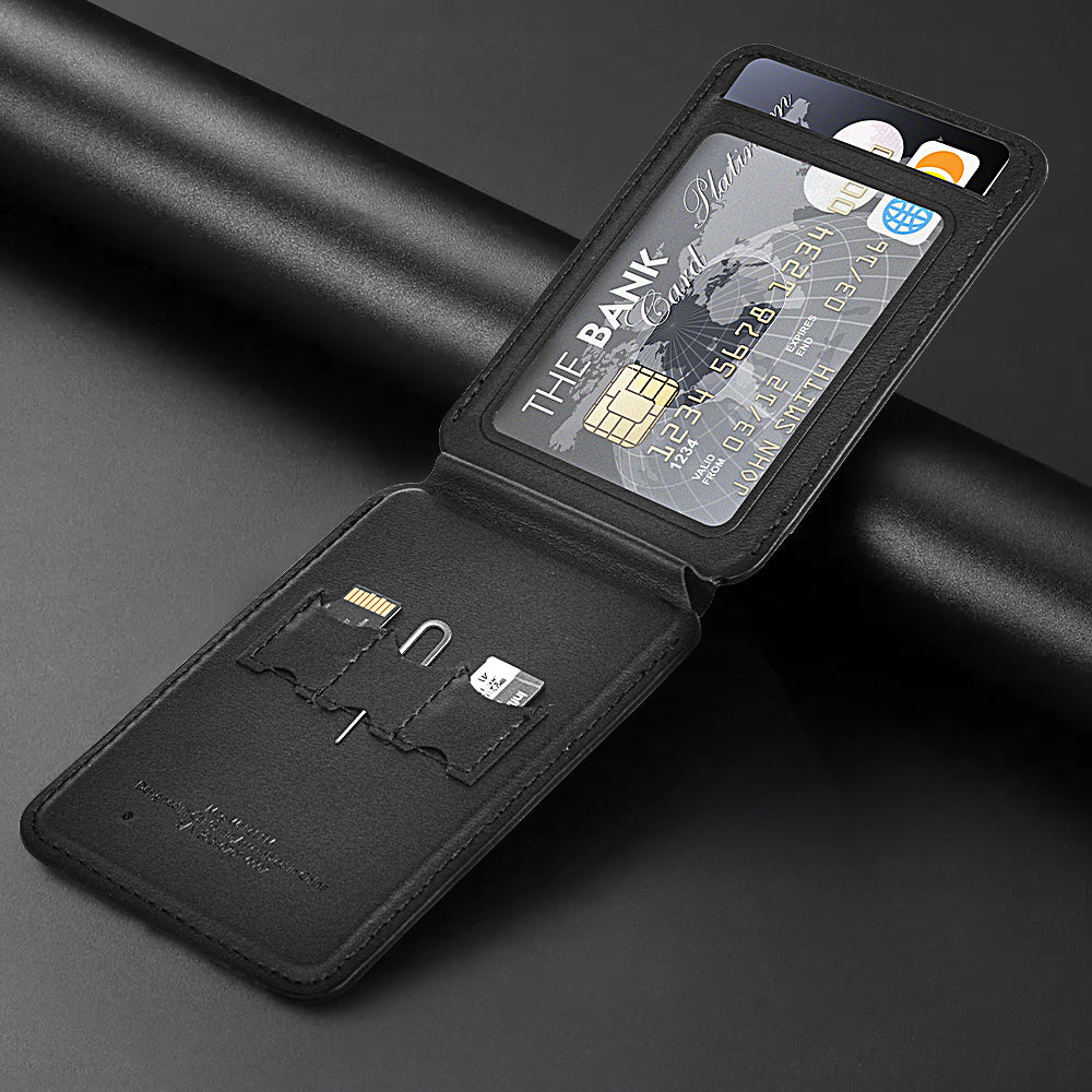 Wiwu MW-005 Magnetik Standlı Kartlık Qi Kablosuz Şarj Uyumlu FindMy Özellikli Mag Wallet Siyah