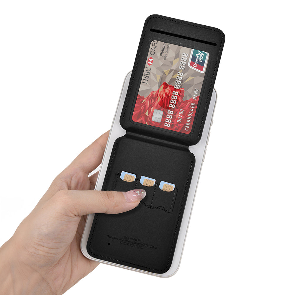 Wiwu MW-005 Magnetik Standlı Kartlık Qi Kablosuz Şarj Uyumlu FindMy Özellikli Mag Wallet Siyah