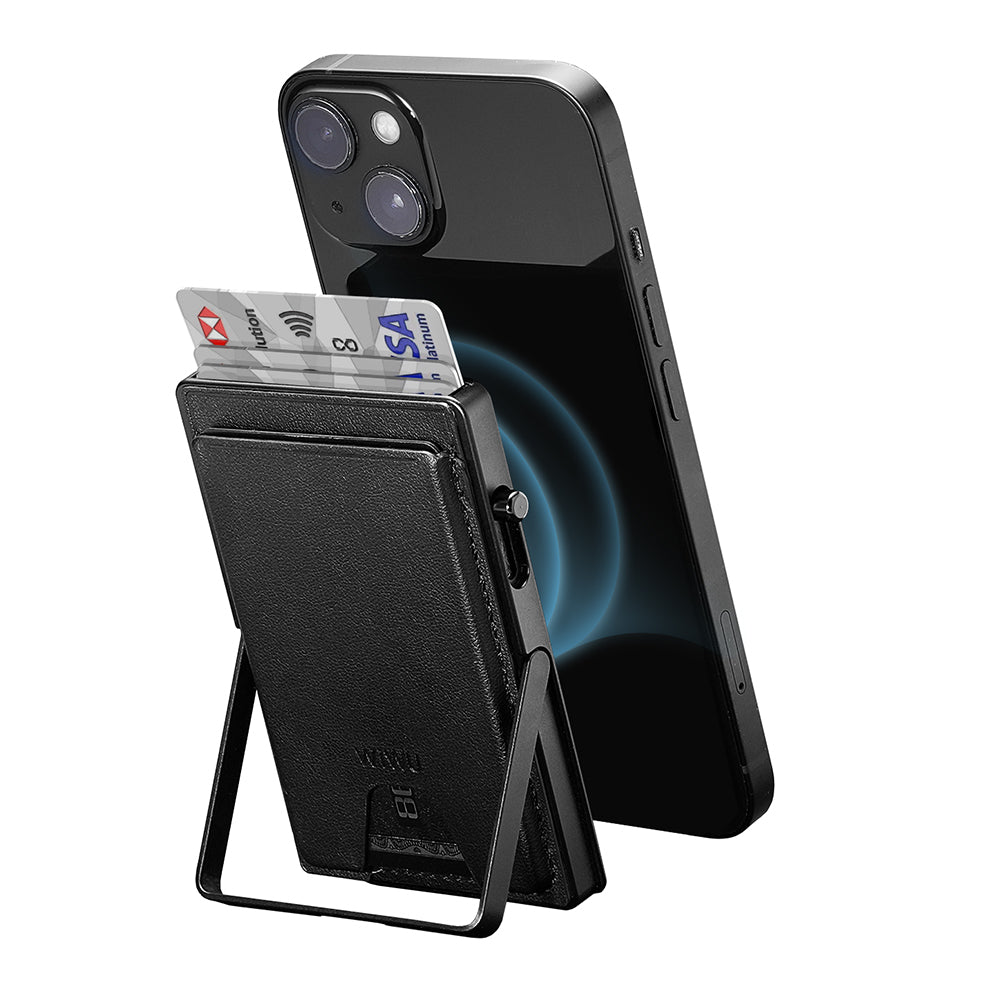 Wiwu MW-006 Designed 6 Compartment PU Magnetic Stand Card Holder Black