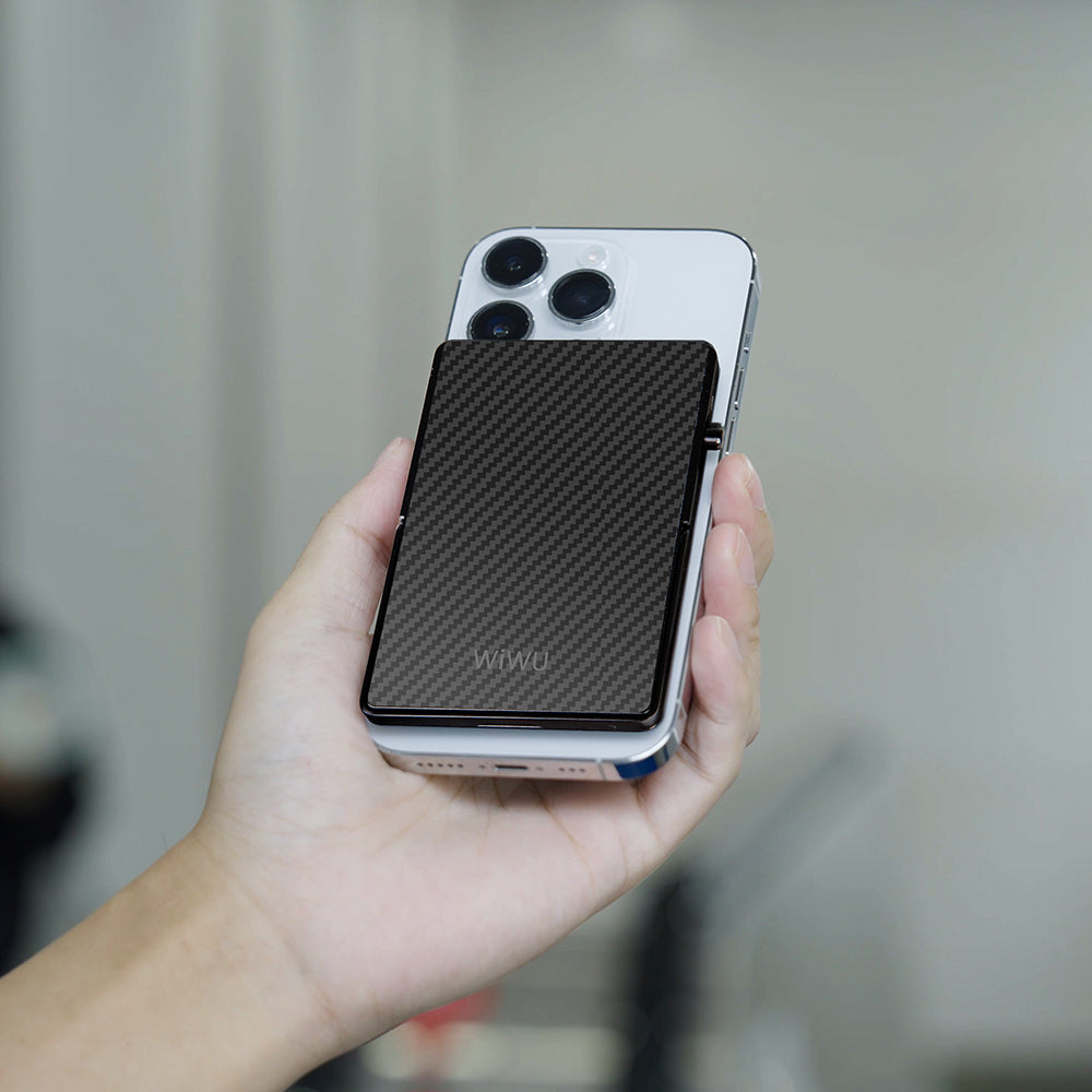 Wiwu MW-007 Warriors Pop-Up Button Design Magnetic Aramid Fiber Metal Stand Card Holder Titanium