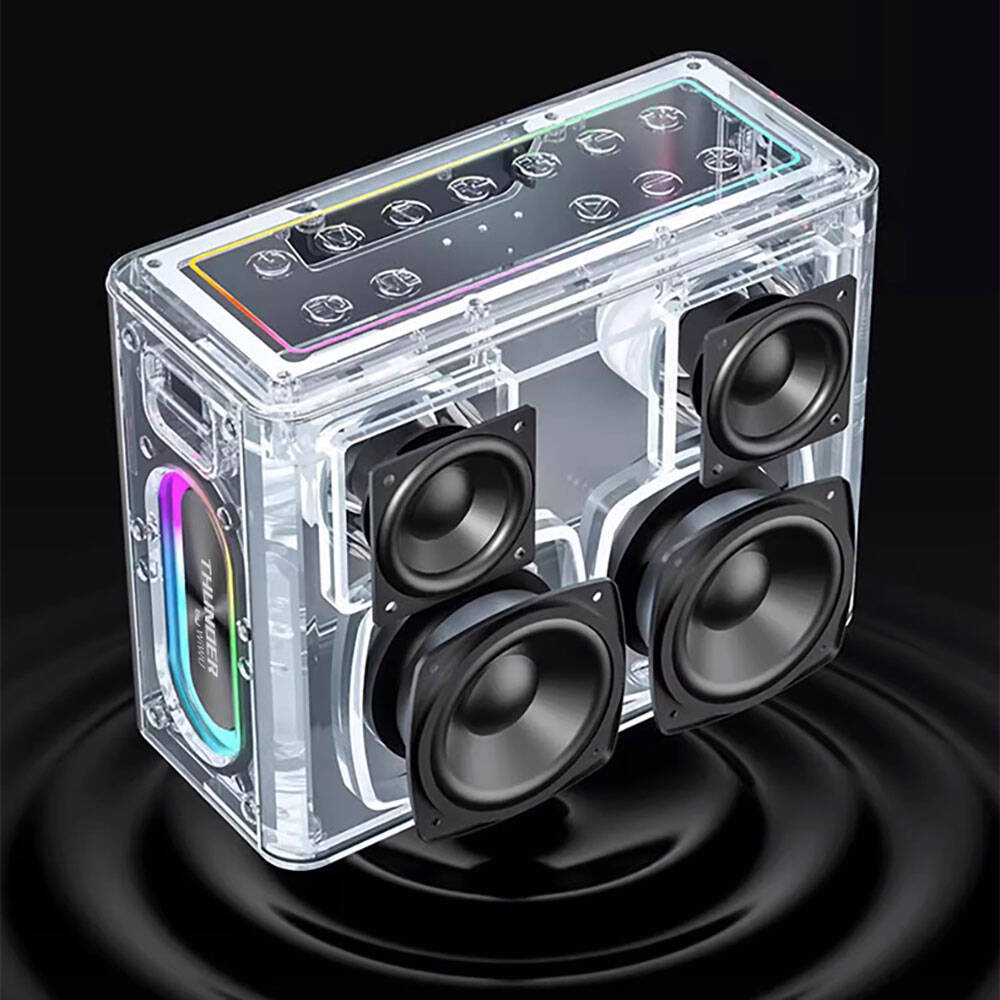 Wiwu P19 Thunder Bluetooth Speaker Hoparlör ve Karaoke Bluetooth Çift Mikrofon Siyah