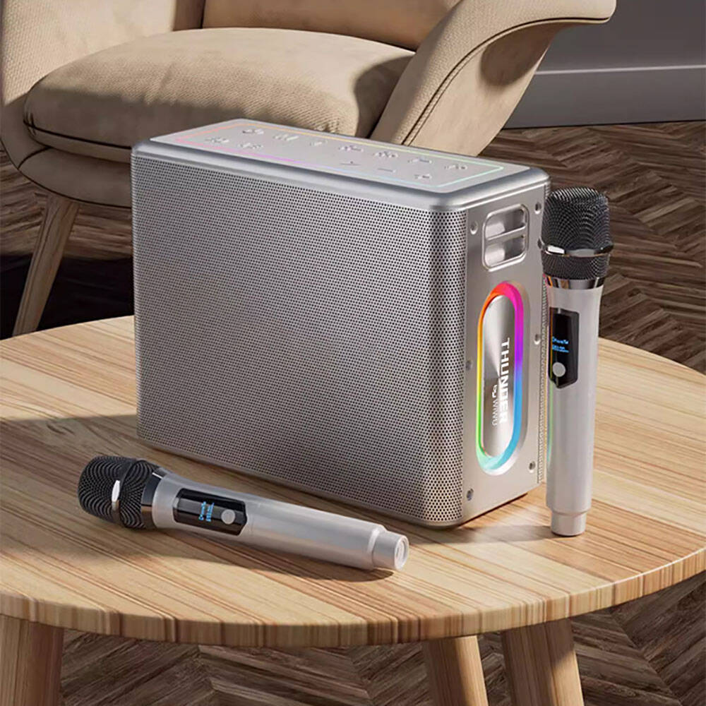 Wiwu P19 Thunder Bluetooth Speaker Hoparlör ve Karaoke Bluetooth Çift Mikrofon Siyah