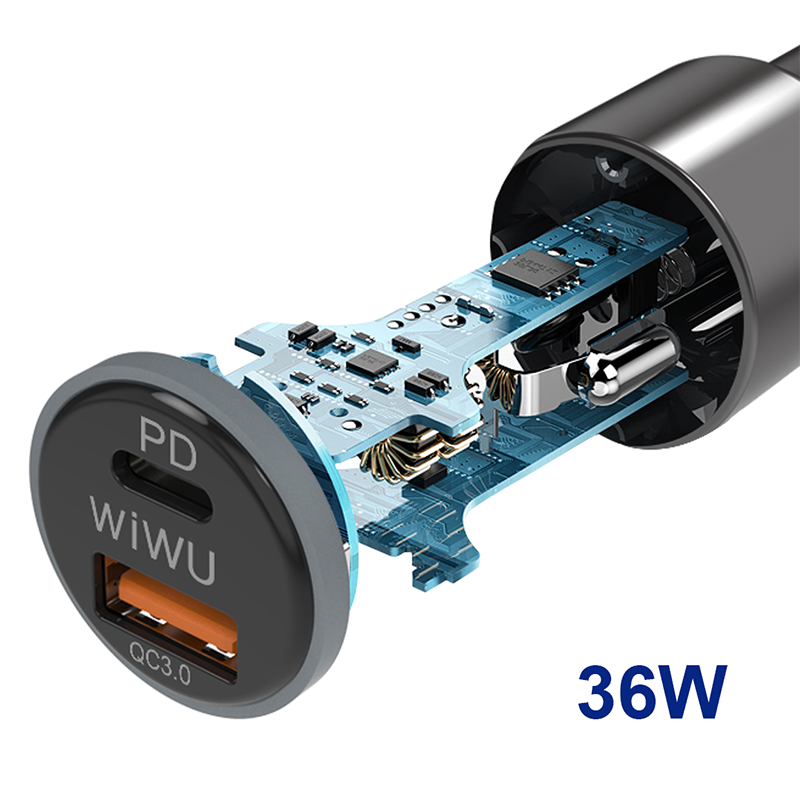 Wiwu PC100 Car Charger Gray