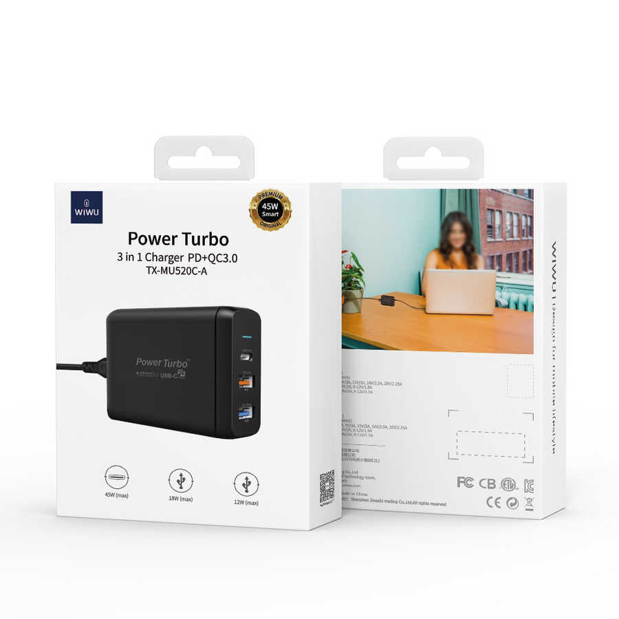 Wiwu PD Power Turbo TX-MU520C-A Universal Charging Adapter Black