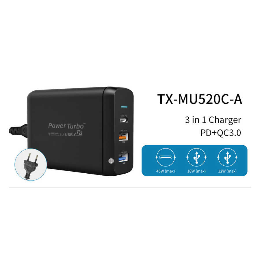 Wiwu PD Power Turbo TX-MU520C-A Universal Charging Adapter Black