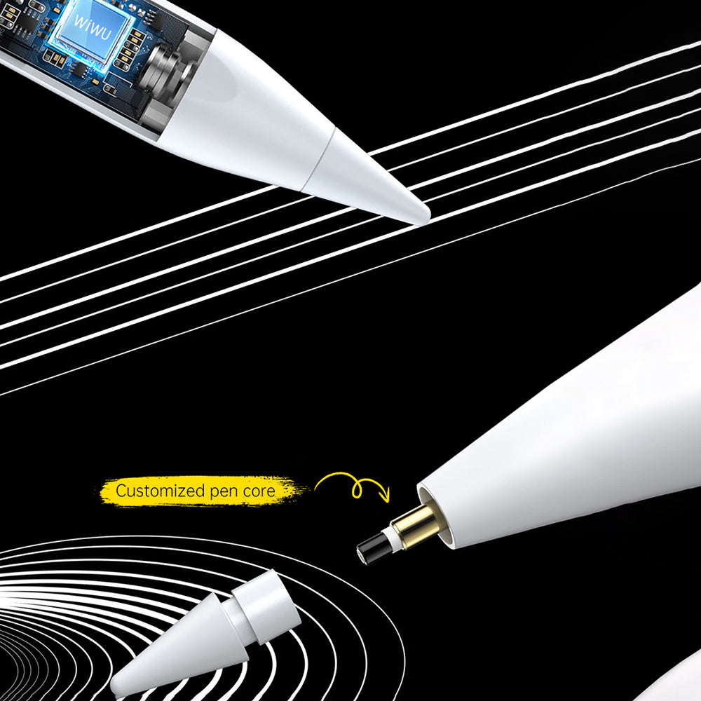 Wiwu Pencil A03 Touch Pen with Palm Rejection and Tilt Sensitivity, Wireless Charging, White