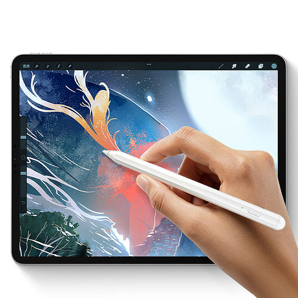 Wiwu Pencil D Aktif Kapasitif Basınçlı Universal Palm-Rejection Özellikli Dokunmatik Stylus Kalem Beyaz
