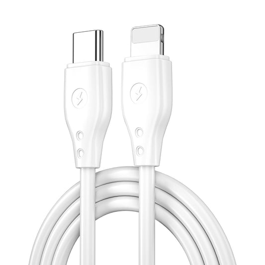 Wiwu Pioneer Wİ-C002 Ultra Flexible 30W Fast Charging Type-C to Lightning PD Cable 1M White
