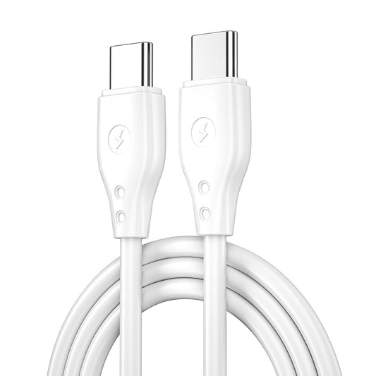 Wiwu Pioneer Wİ-C002 Ultra Flexible 67W Fast Charging Type-C to Type-C PD Cable 1M White