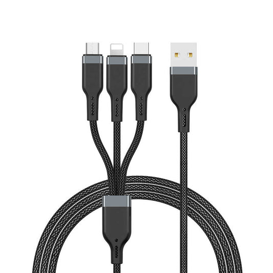 Wiwu Platinum Series PT05 3 in 1 Cable 1.2M Black