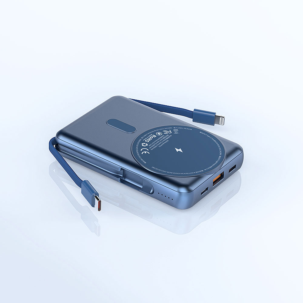 Wiwu PP03 Taşınabilir Wireless Şarj ve PD Hızlı Şarj Özellikli Powerbank 15W 10000mAh Gümüş