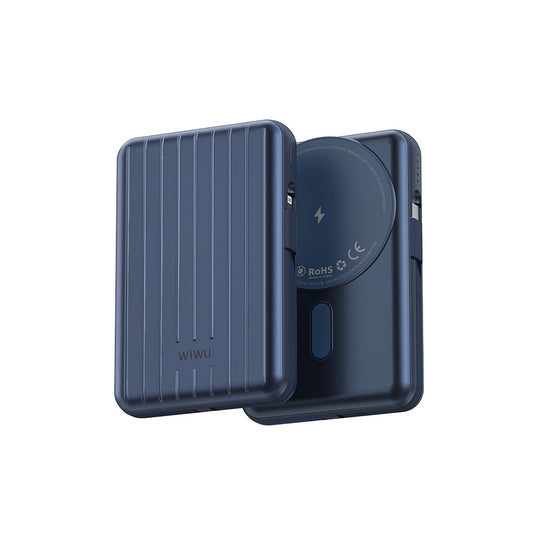 Wiwu PP03 Taşınabilir Wireless Şarj ve PD Hızlı Şarj Özellikli Powerbank 15W 10000mAh Mavi