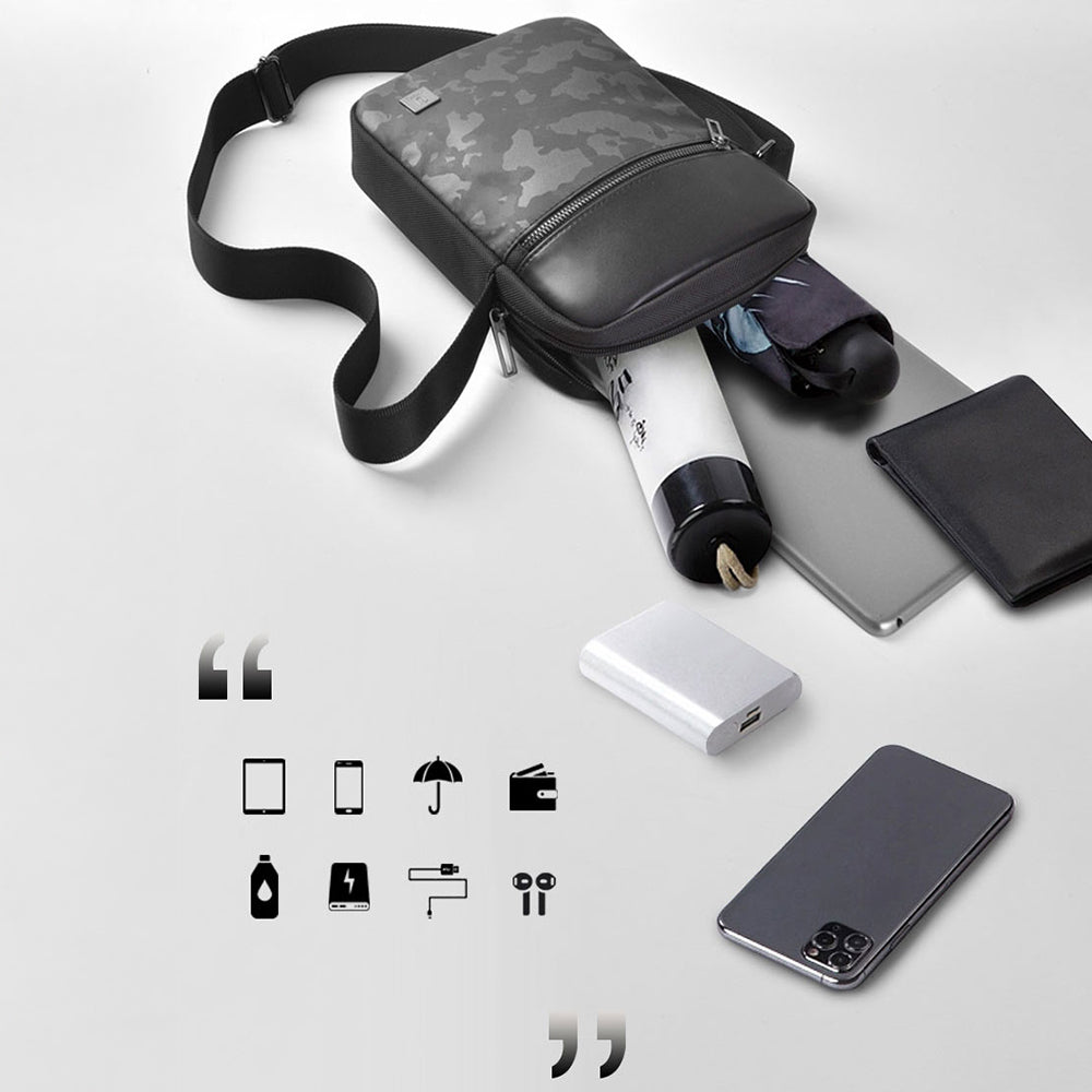 Wiwu Salem Serisi Sling Su Geçirmez Polyester Kumaş Çapraz Askılı Vücut Çantası Siyah