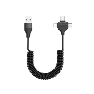Wiwu Spiral Design Micro Type-C and Lightning 3in1 Spring Spiral Cable 1m Black
