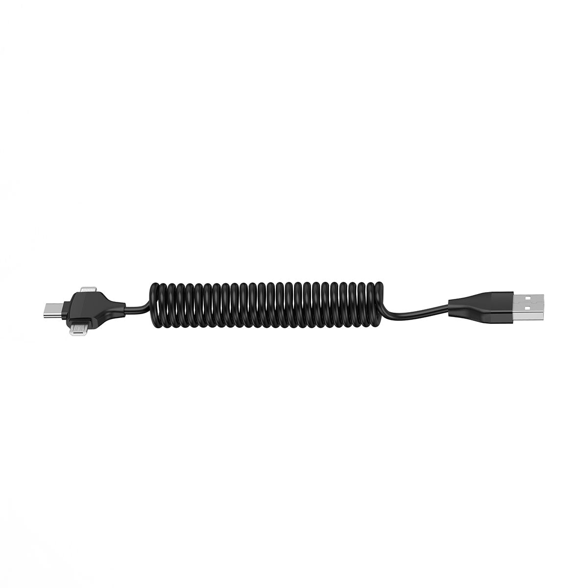 Wiwu Spiral Design Micro Type-C and Lightning 3in1 Spring Spiral Cable 1m Black
