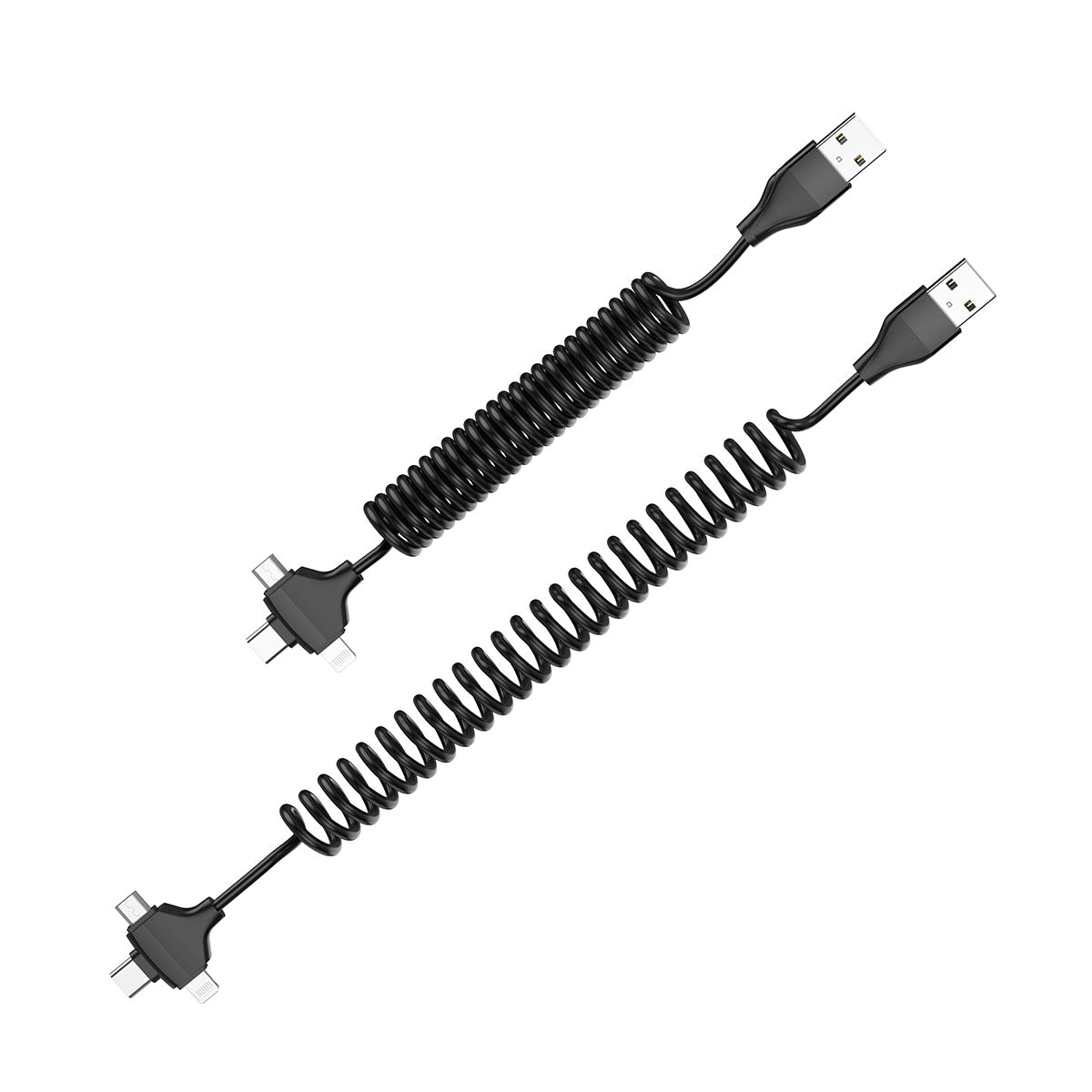 Wiwu Spiral Design Micro Type-C and Lightning 3in1 Spring Spiral Cable 1m Black