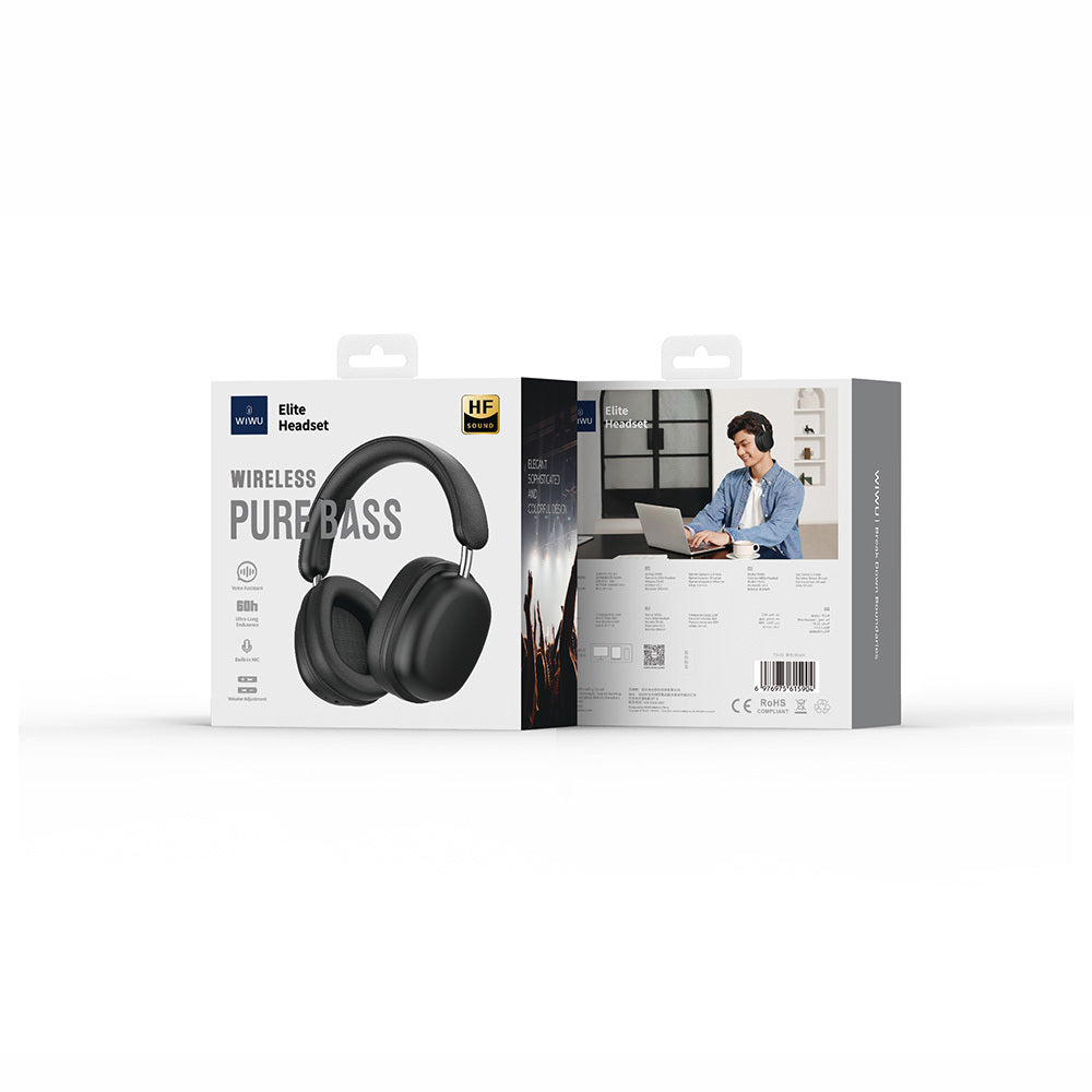 Wiwu TD-05 Elite Serisi Ayarlanabilir Katlanabilir Pure Bass Hi-Fi Kulak Üstü Bluetooth v5.3 Kulaklık Siyah