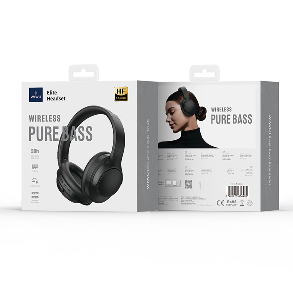 Wiwu TD-08 Elite Series Adjustable Pure Bass Hi-Fi Over-Ear Bluetooth Headphones v5.3 Black