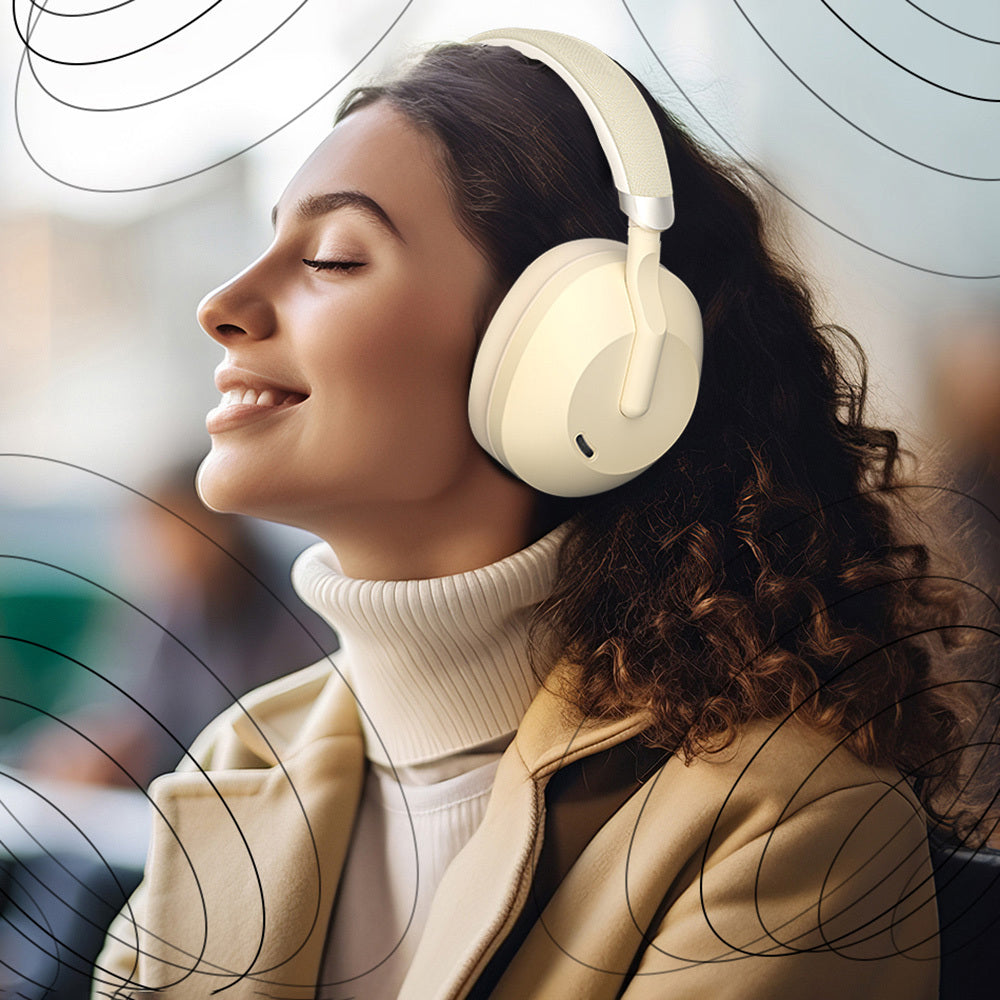 Wiwu TD-09 Solar Powered ANC Foldable Adjustable Over-Ear v5.3 Bluetooth Headphones White