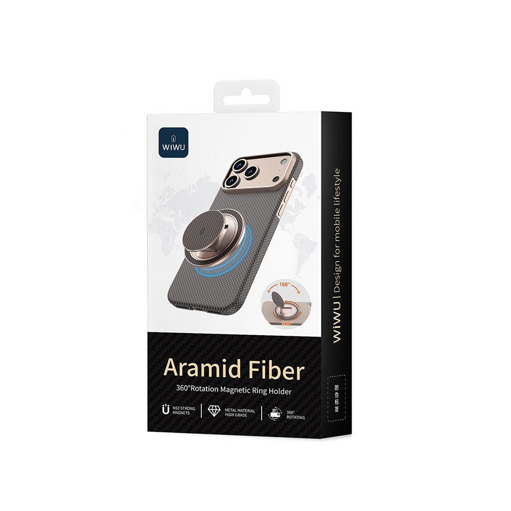 Wiwu Warriors Serisi Aramid Fiber 360 Derece Dönebilen Magnetik Ring Stand Telefon Tutucu Desert Titanyum