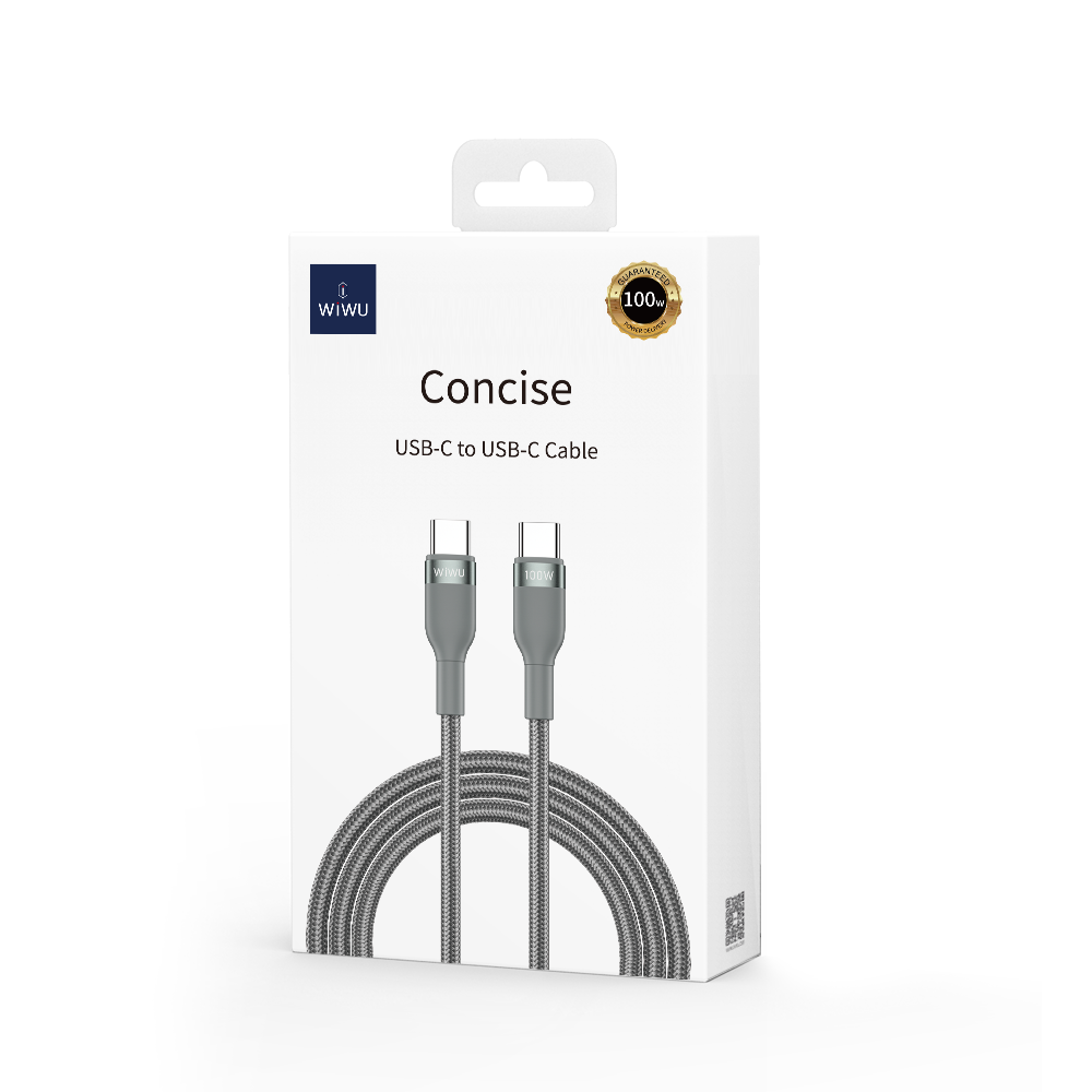 Wiwu Wi-C017 Concise Series Type-C to Type-C PD Data Cable 100W 2M Gray