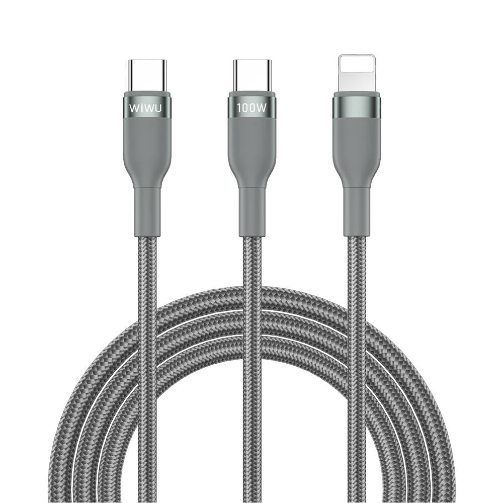 Wiwu Wi-C029 Concise Series 2in1 Type-C to Lightning PD Data and Charging Cable 100W 1.2M Gray
