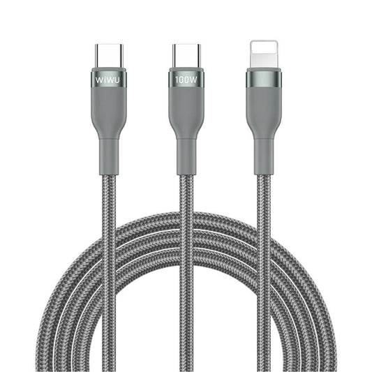 Wiwu Wi-C029 Concise Serisi 2in1 Type-C to Lightning PD Data ve Şarj Kablosu 100W 1.2M Gri