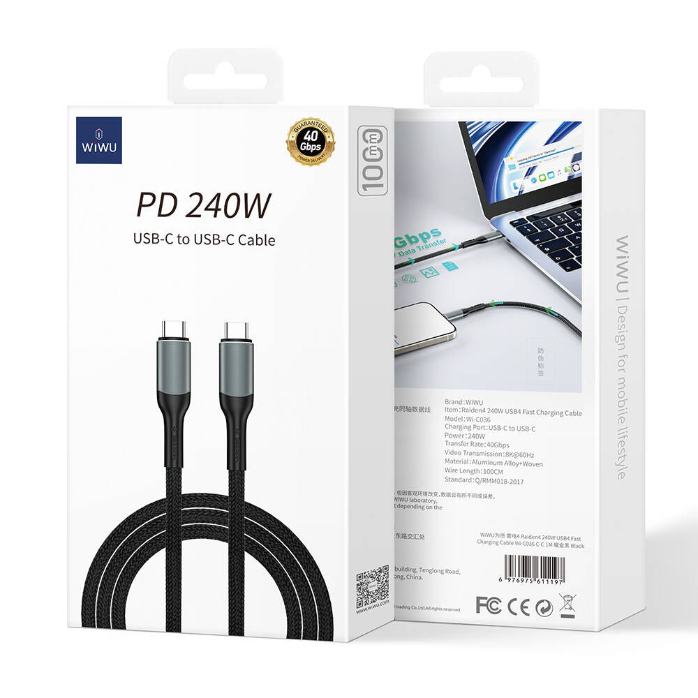 Wiwu Wi-C036 Type-C to Type-C PD Cable 240W 100cm Black