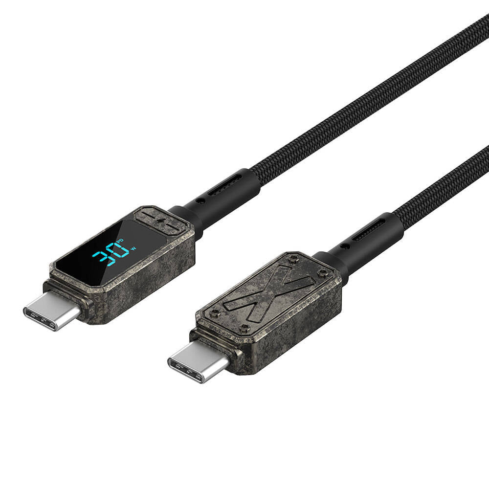 Wiwu Wi-C038 Titan Series Type-C to Type-C PD 100W LED Digital Display Charging and Data Cable 1.2M Cream