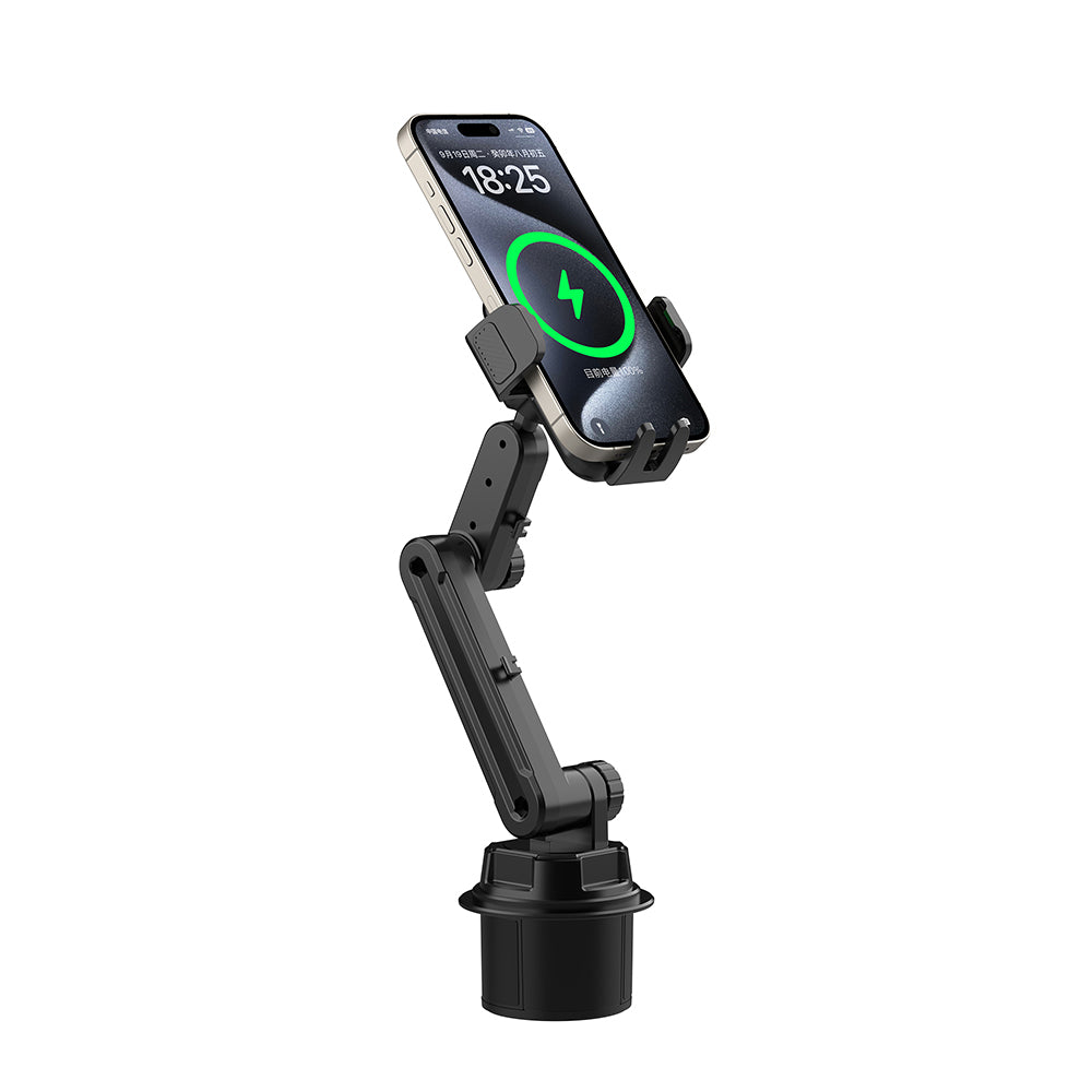 Wiwu Wi-CH059 Gentleman 360 Degree Rotating Telescopic Angled Cup Holder Design Car Phone Holder Black