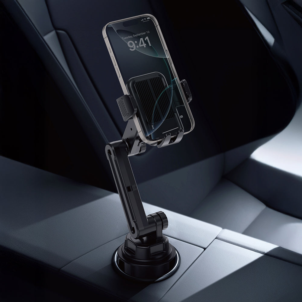 Wiwu Wi-CH059 Gentleman 360 Degree Rotating Telescopic Angled Cup Holder Design Car Phone Holder Black