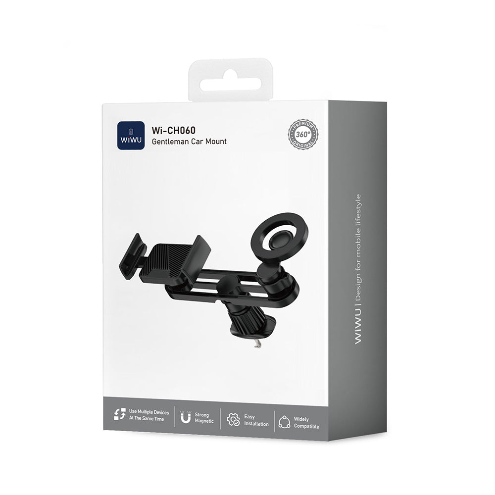 Wiwu Wi-CH060 Gentleman Series 360 Degree Rotating 2in1 Car Phone Holder Black
