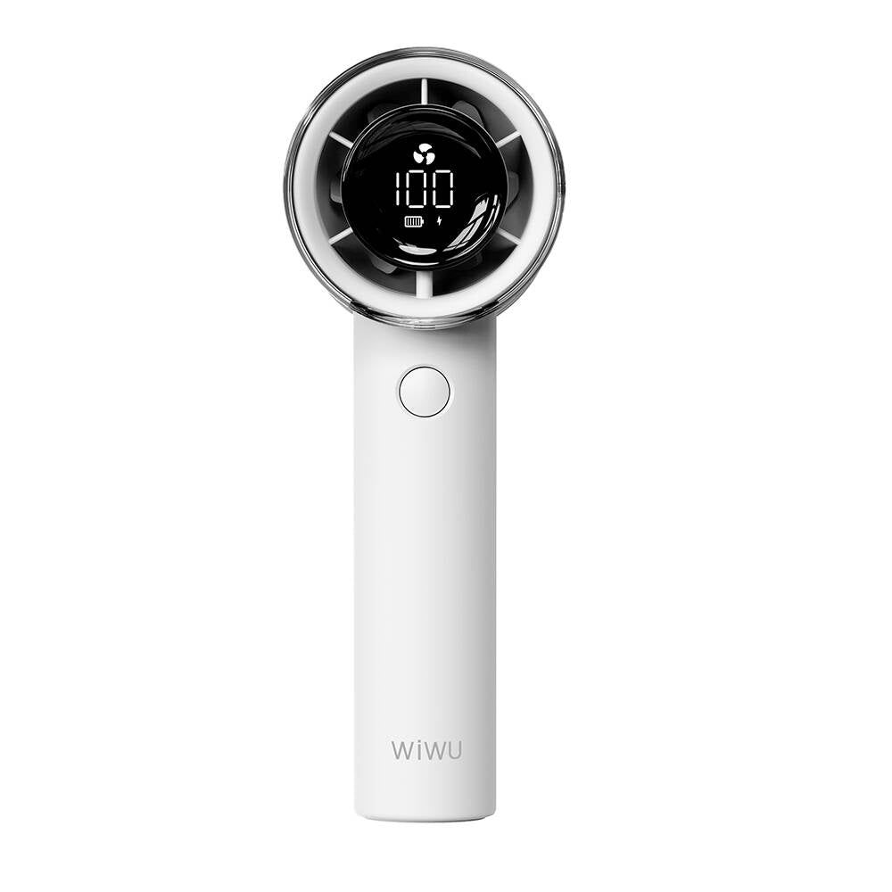 Wiwu Wi-FS010 Hurricane Serisi Bilek Askı İpli Dijital LED Göstergeli Portatif Soğutucu El Fanı Beyaz