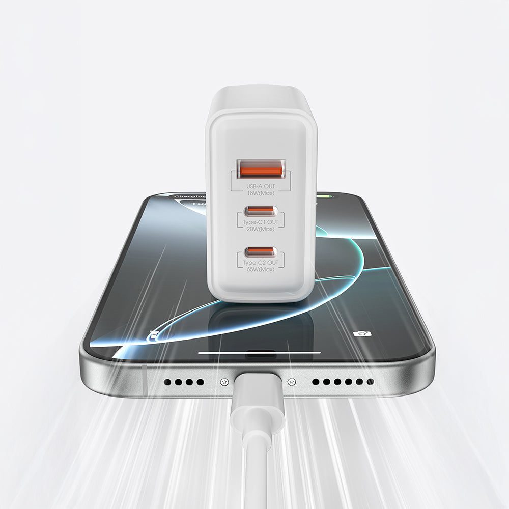 Wiwu Wi-G005 Essen Series GaN Tech PD Fast Charging Charging Head 65W White